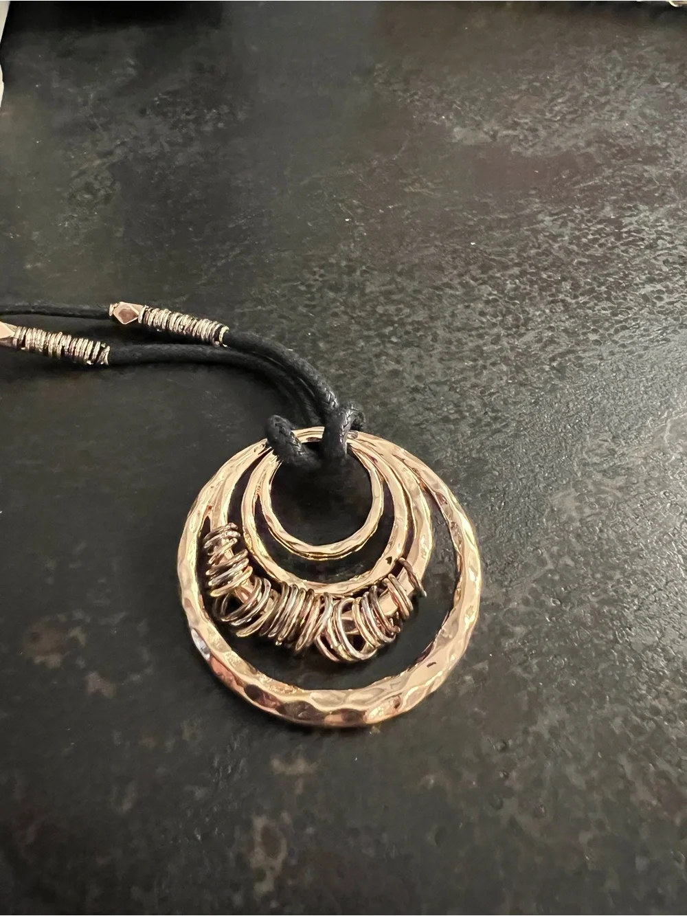 J. Jill Gold-Tone Layered Hoop Pendant Necklace with Black Cord